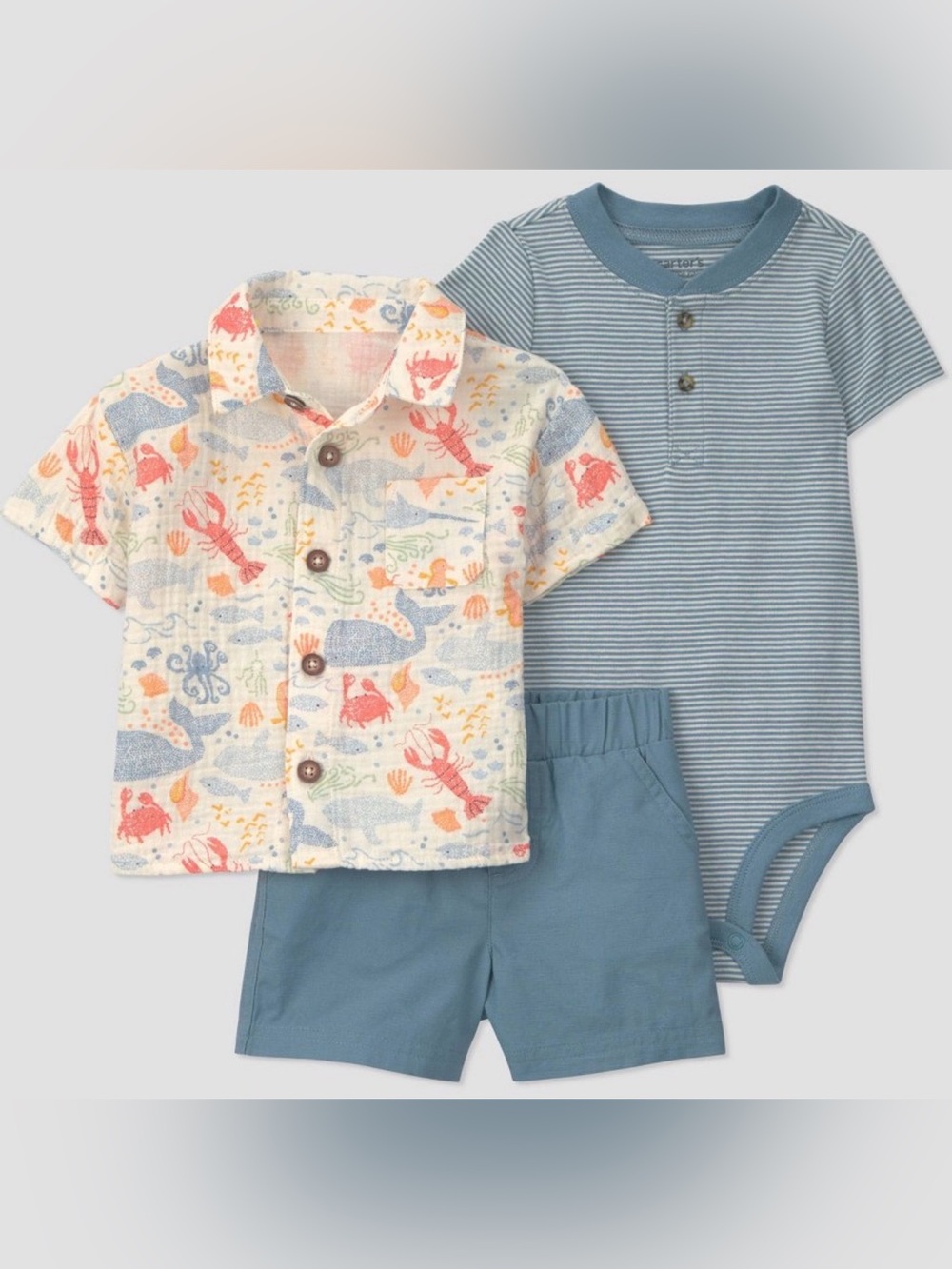 Carter's Baby Boys 3рc Sea Animals T-Shirt with Bodysuit & Shorts
18M
New w/ Tag